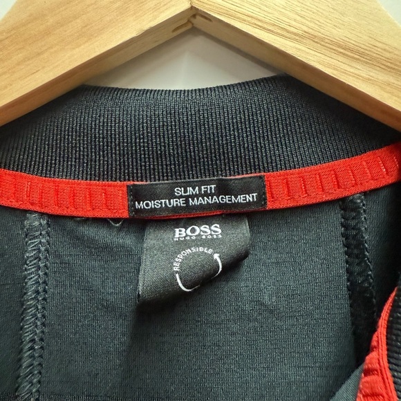 Boss Charcoal and Scarlet Slim Fit Shirt - Picture 2 of 4